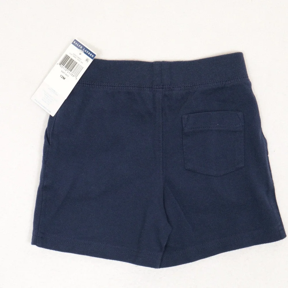 Ralph Lauren Shorts Knit Big Pony Logo Navy Cotton Kids Baby 12M NWT